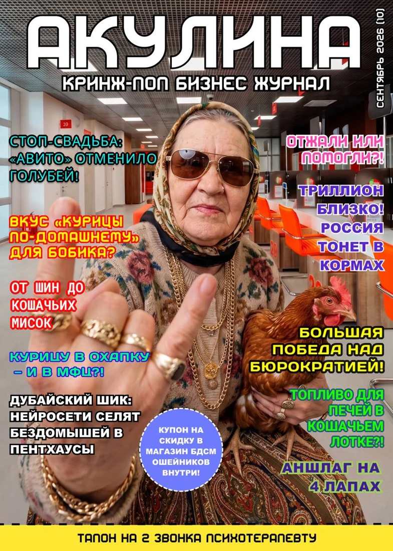 Обложка Акулины, сентябрь 2026, выпуск 10
